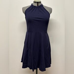 OUGES Elegant Navy Blue Halter Dress size large